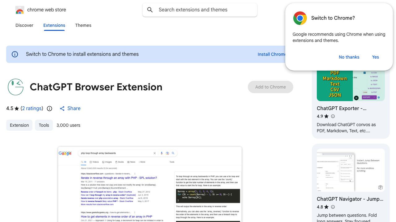 ChatGPT Browser Extension 网站截图