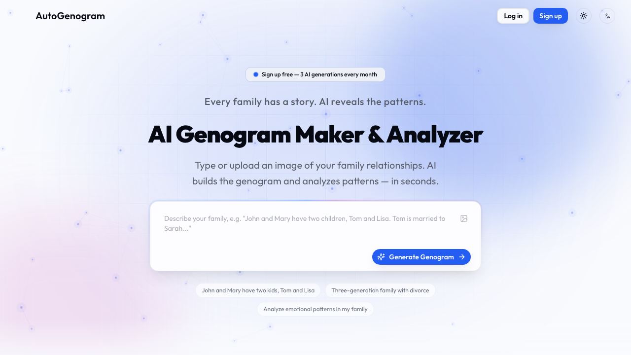 AutoGenogram website screenshot
