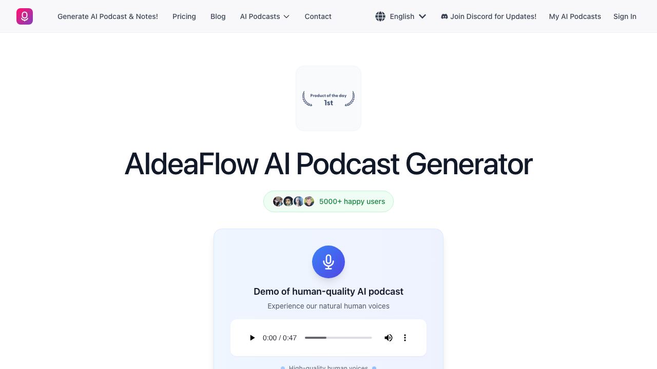 NotebookAI Podcast 网站截图