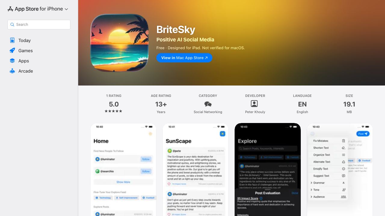 BriteSky 网站截图