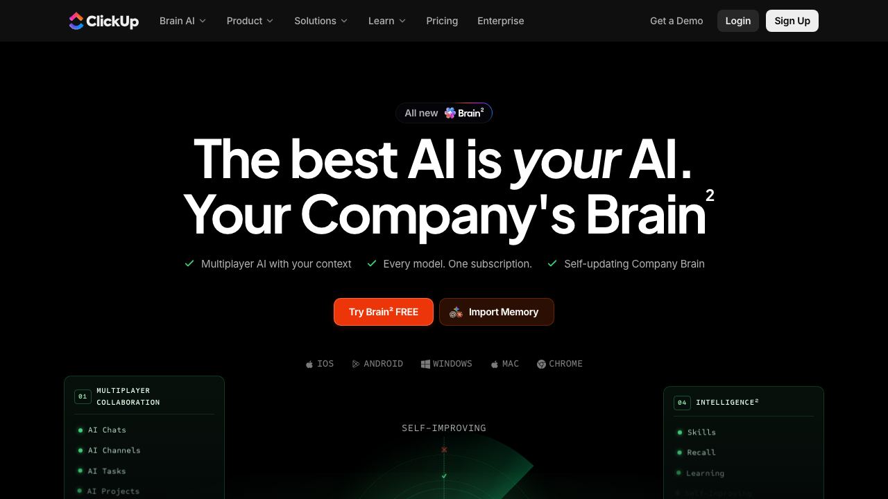 ClickUp Brain 网站截图