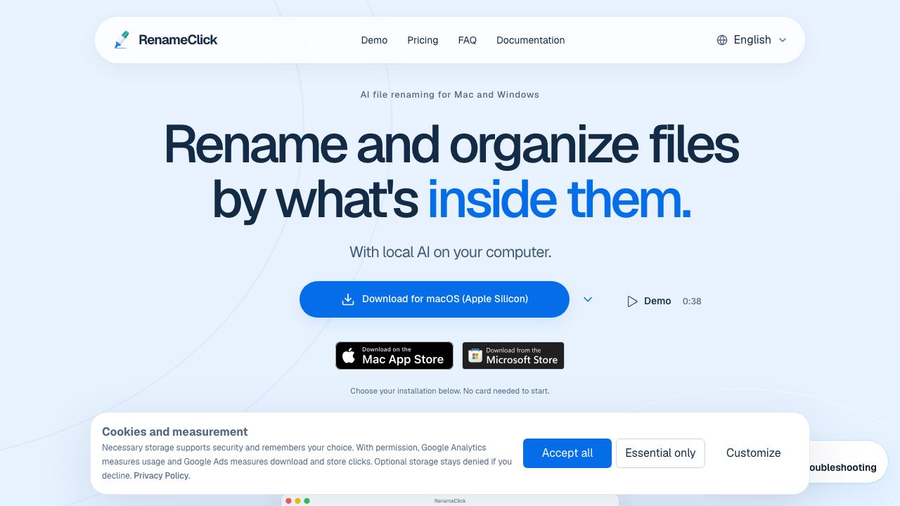 RenameClick website screenshot