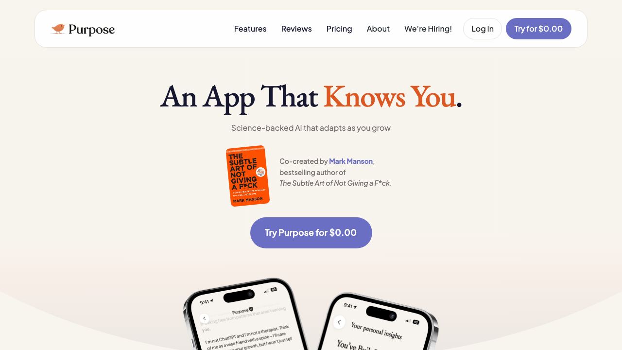 Purpose website screenshot