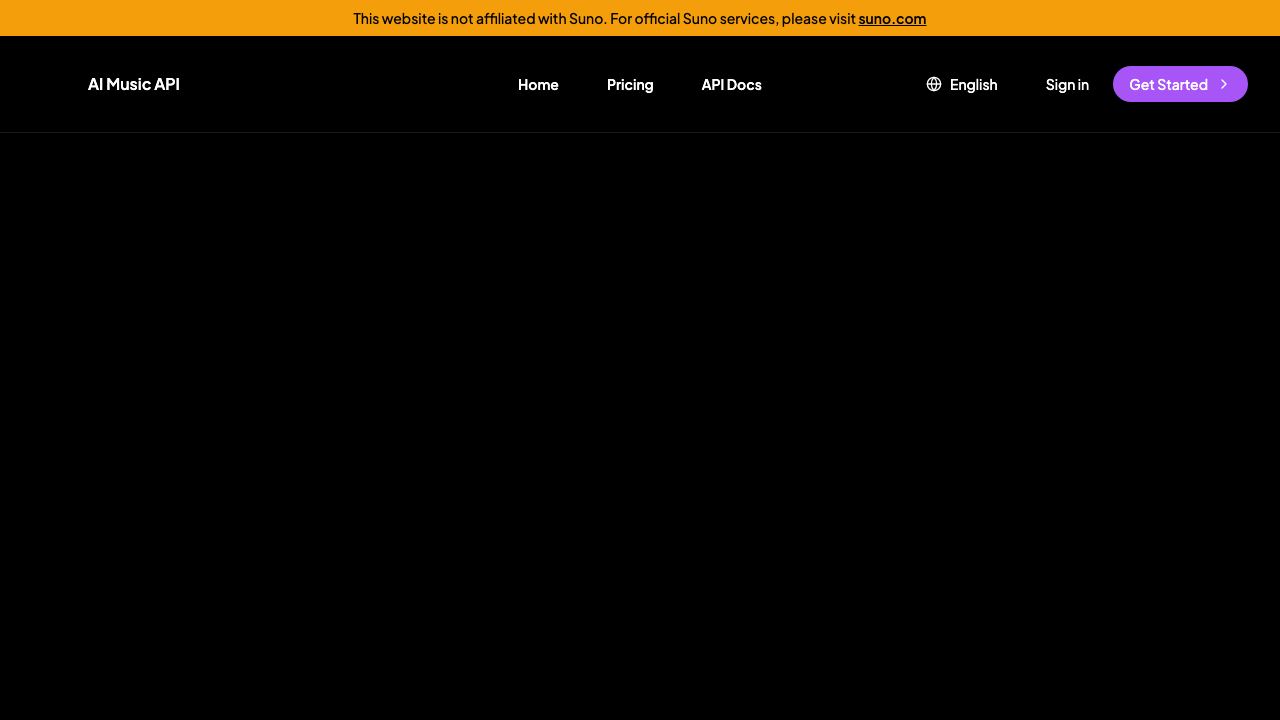 SunoAPI website screenshot