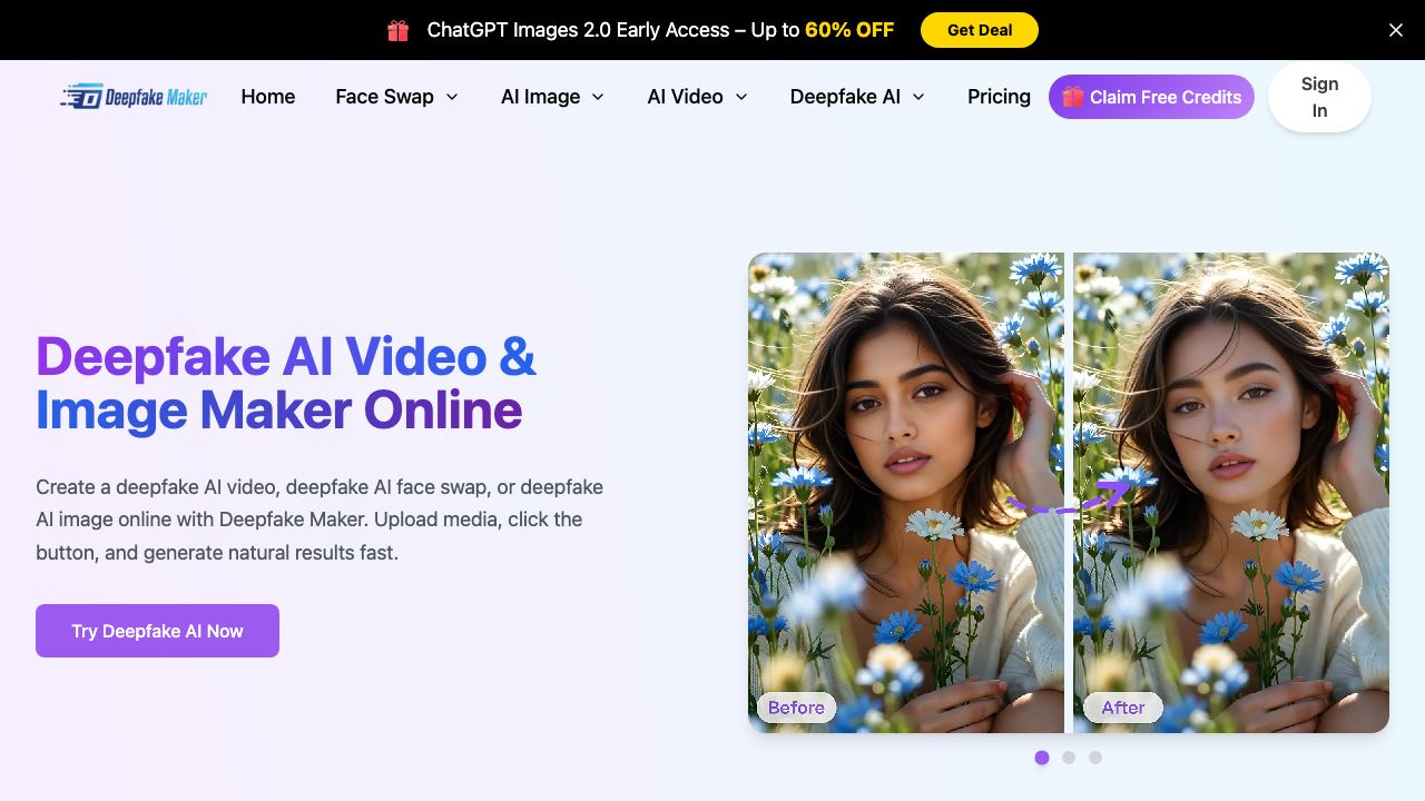 Deepfake AI 网站截图