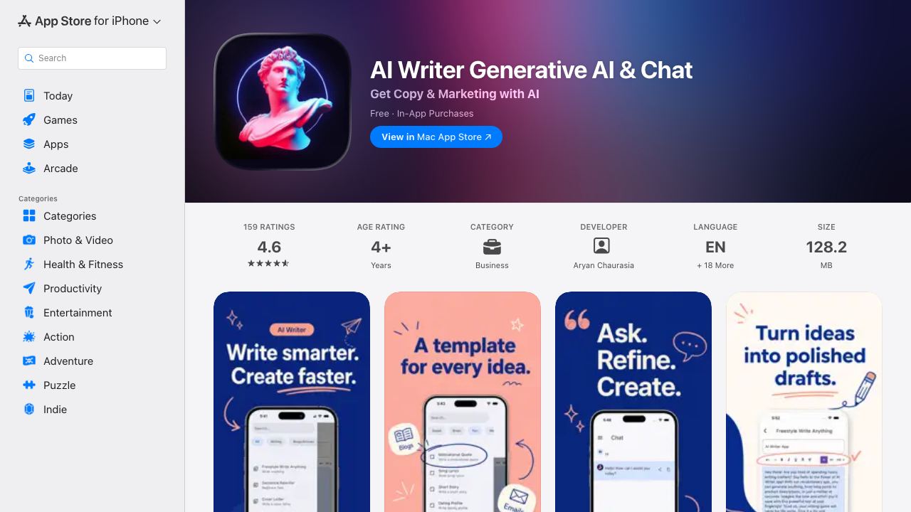 AI Writer 网站截图