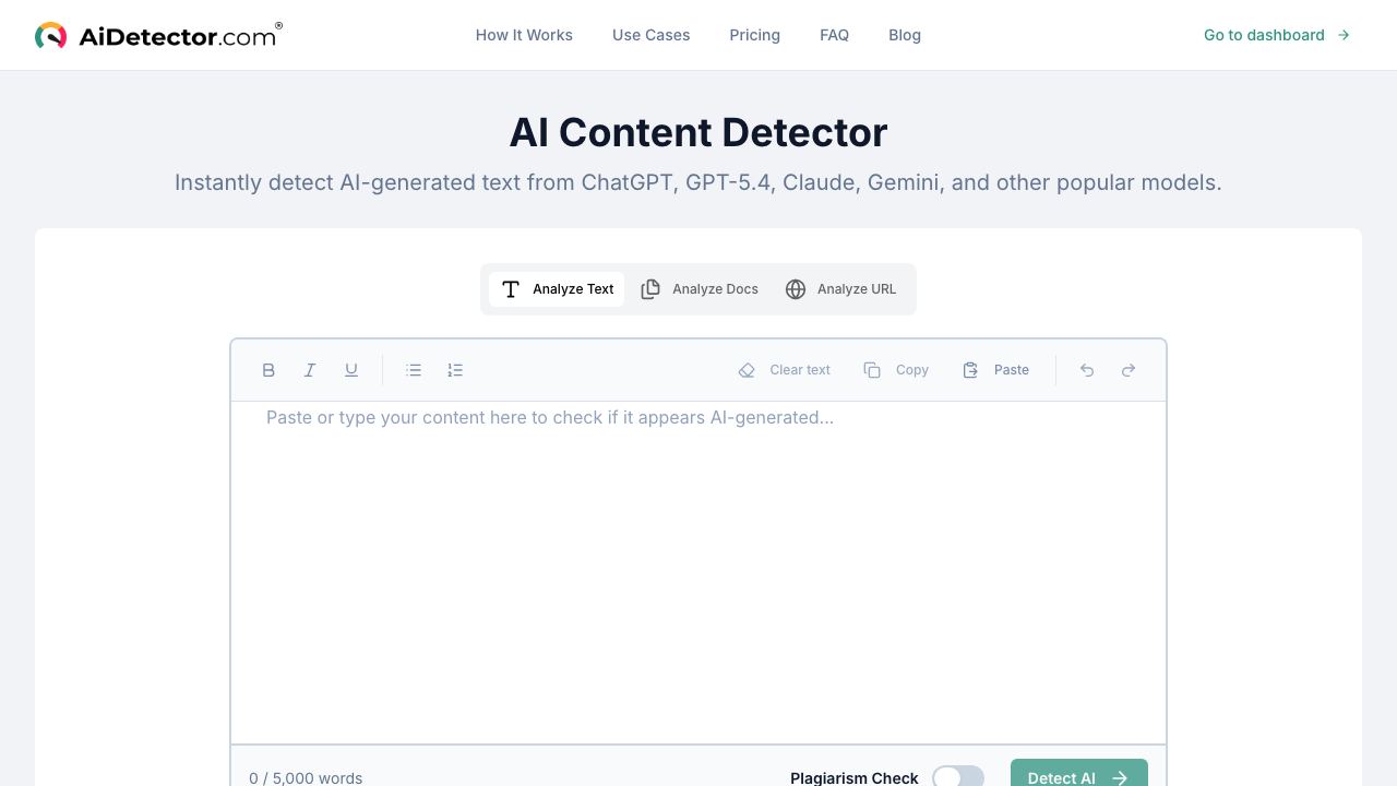 AI Checker Tool 网站截图