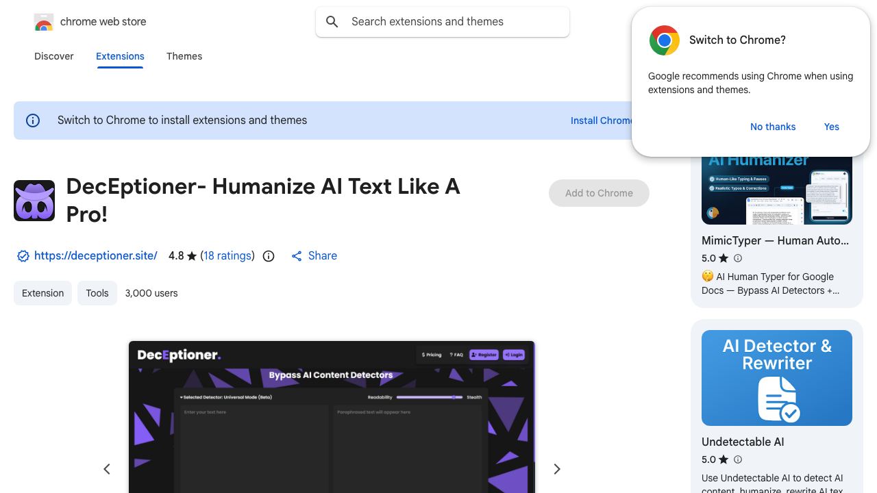 DecEptioner- Humanize AI Text Like A Pro! 网站截图