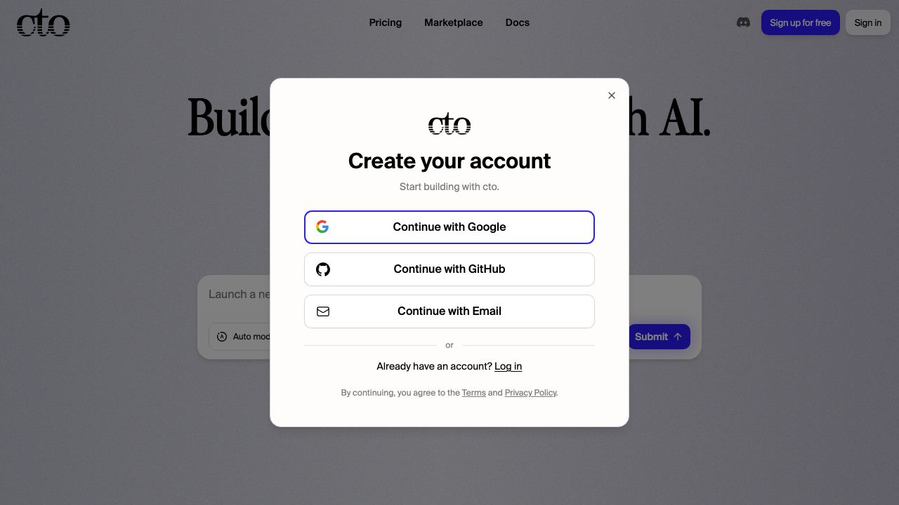 cto.new 网站截图