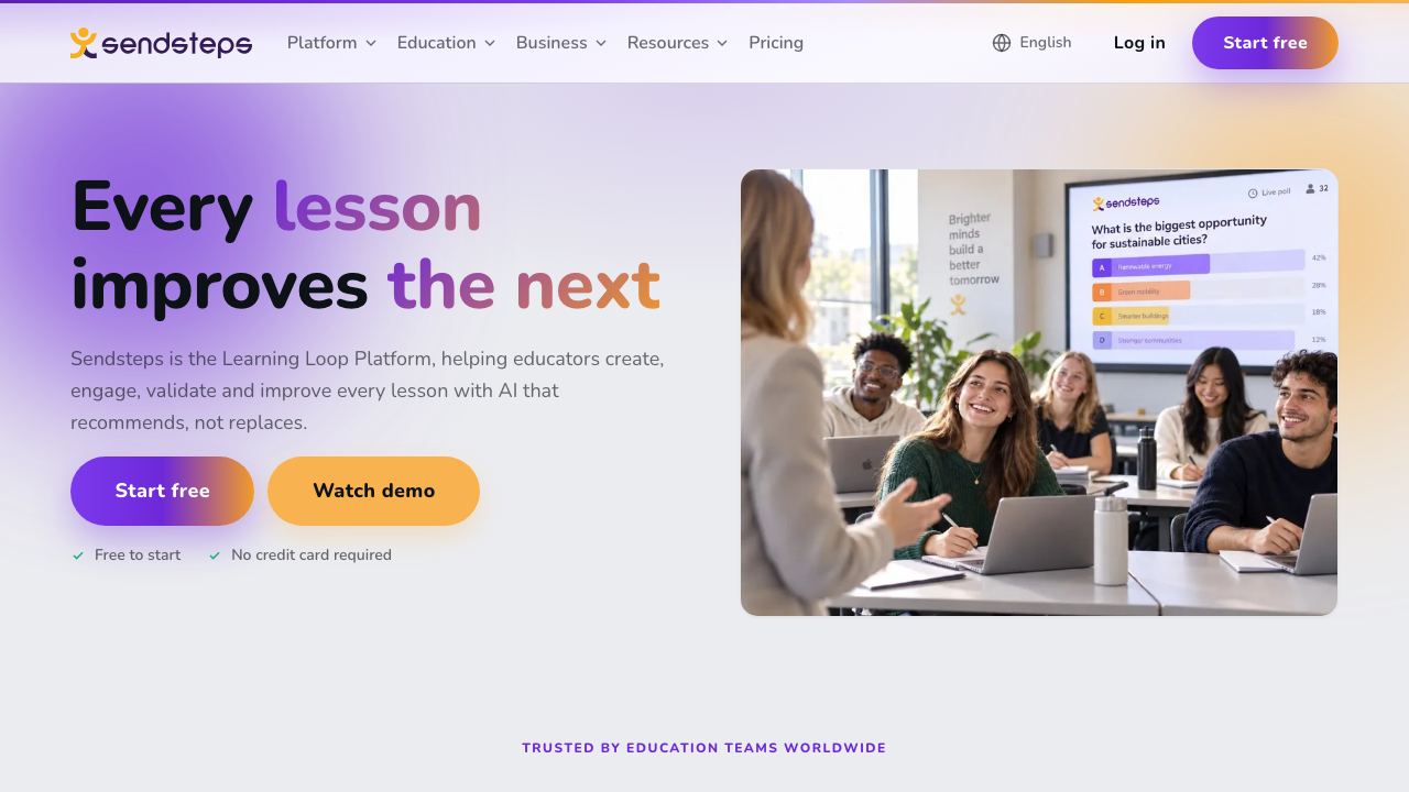 Sendsteps.ai: First AI Presentation Tool website screenshot