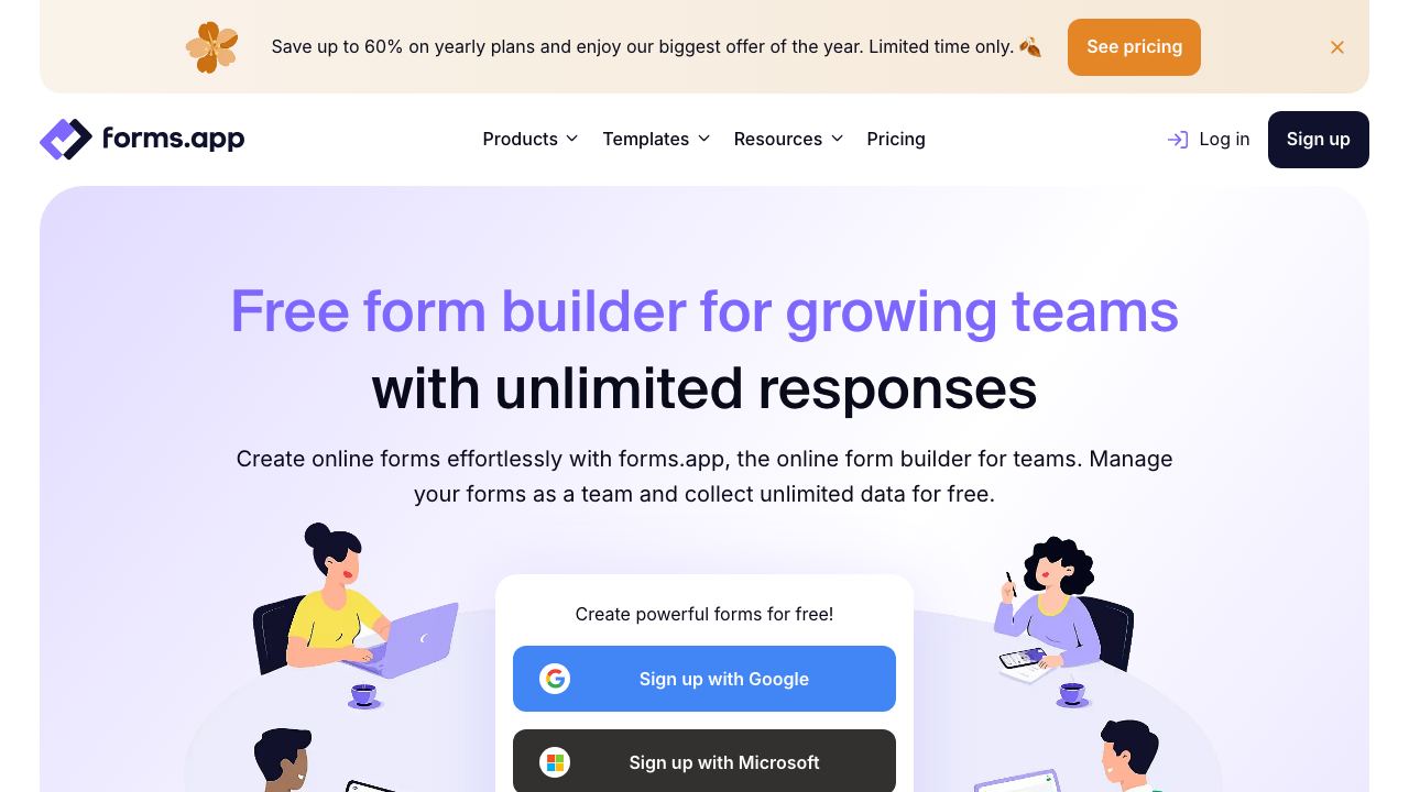 forms app website screenshot