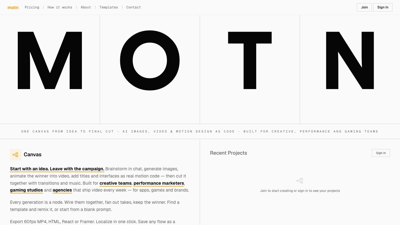 Motn AI website screenshot