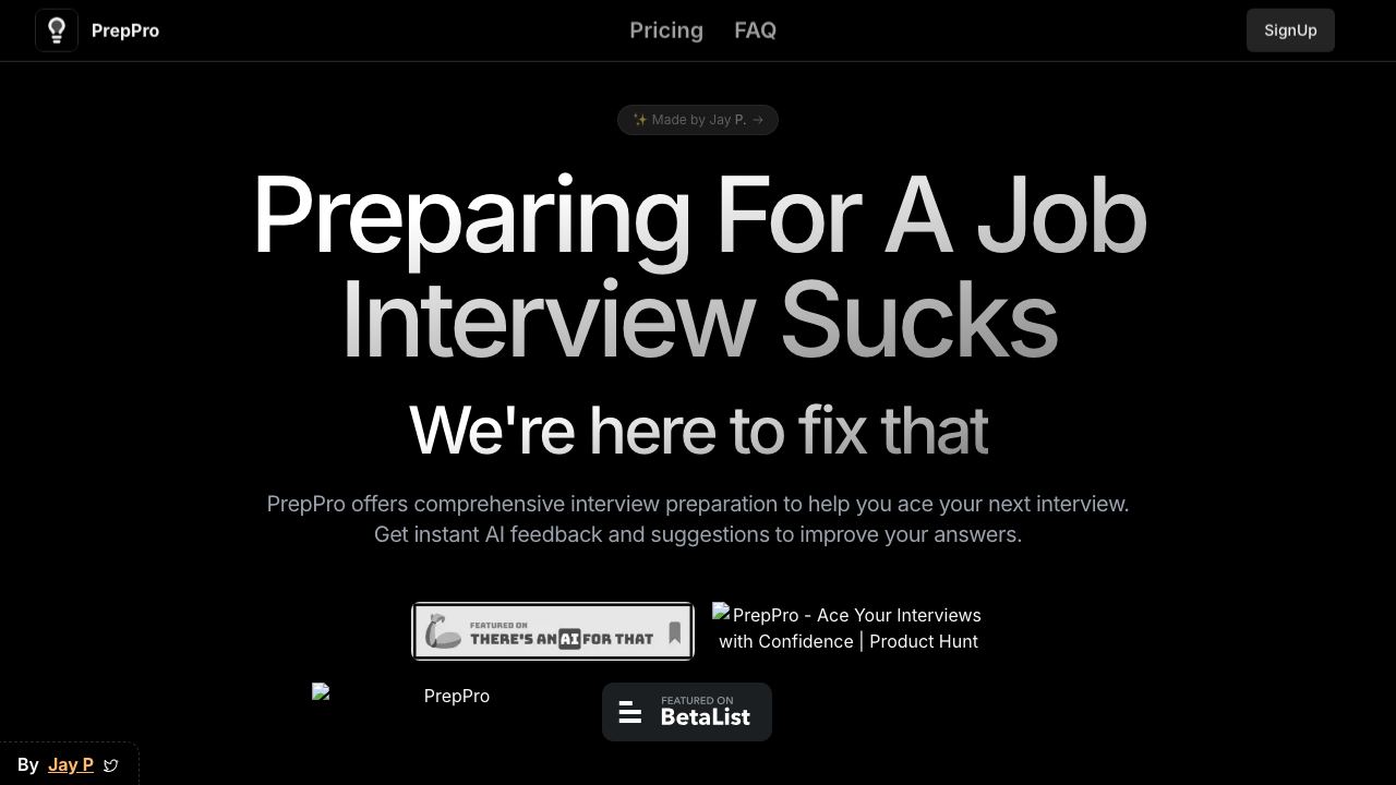 PrepPro website screenshot