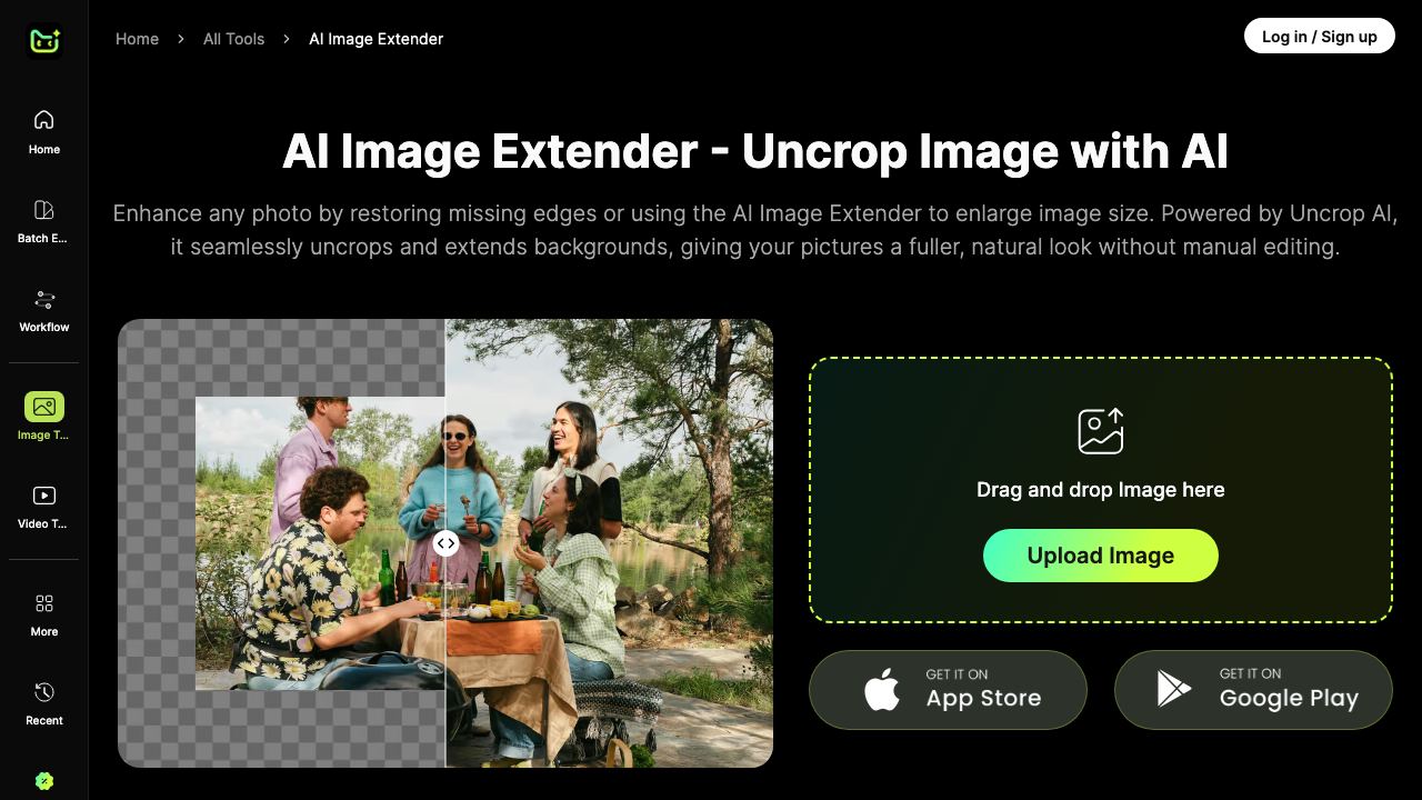 PhotoCat AI Image Extender 网站截图