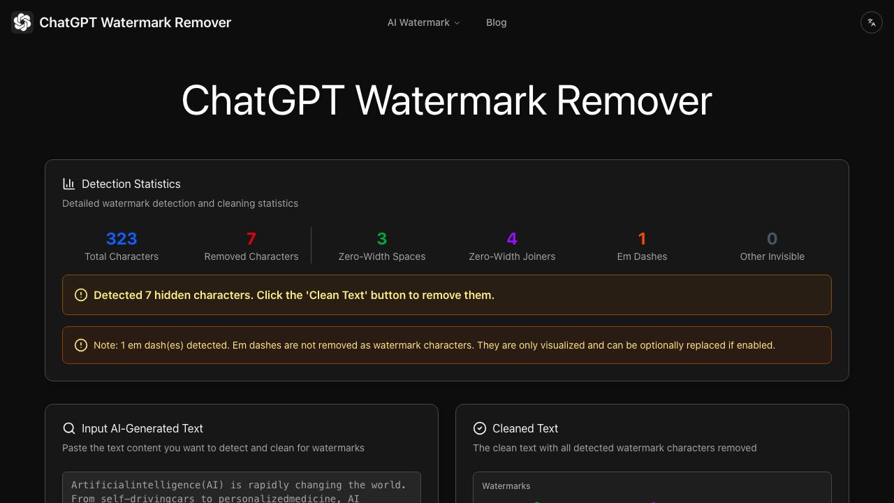 ChatGPT Watermark Remover 网站截图