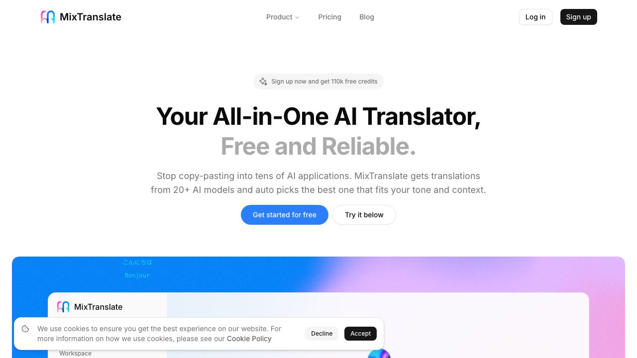 MixTranslate website screenshot