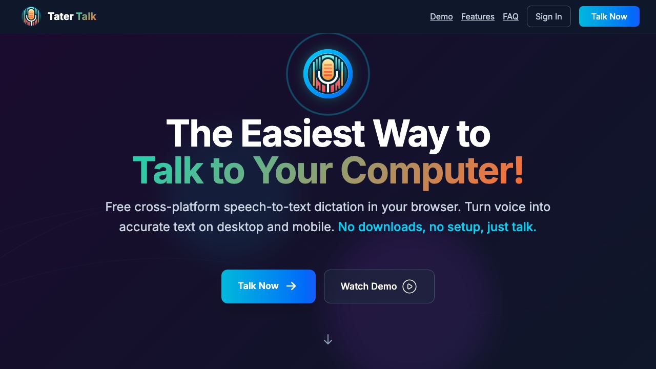 TaterTalk website screenshot