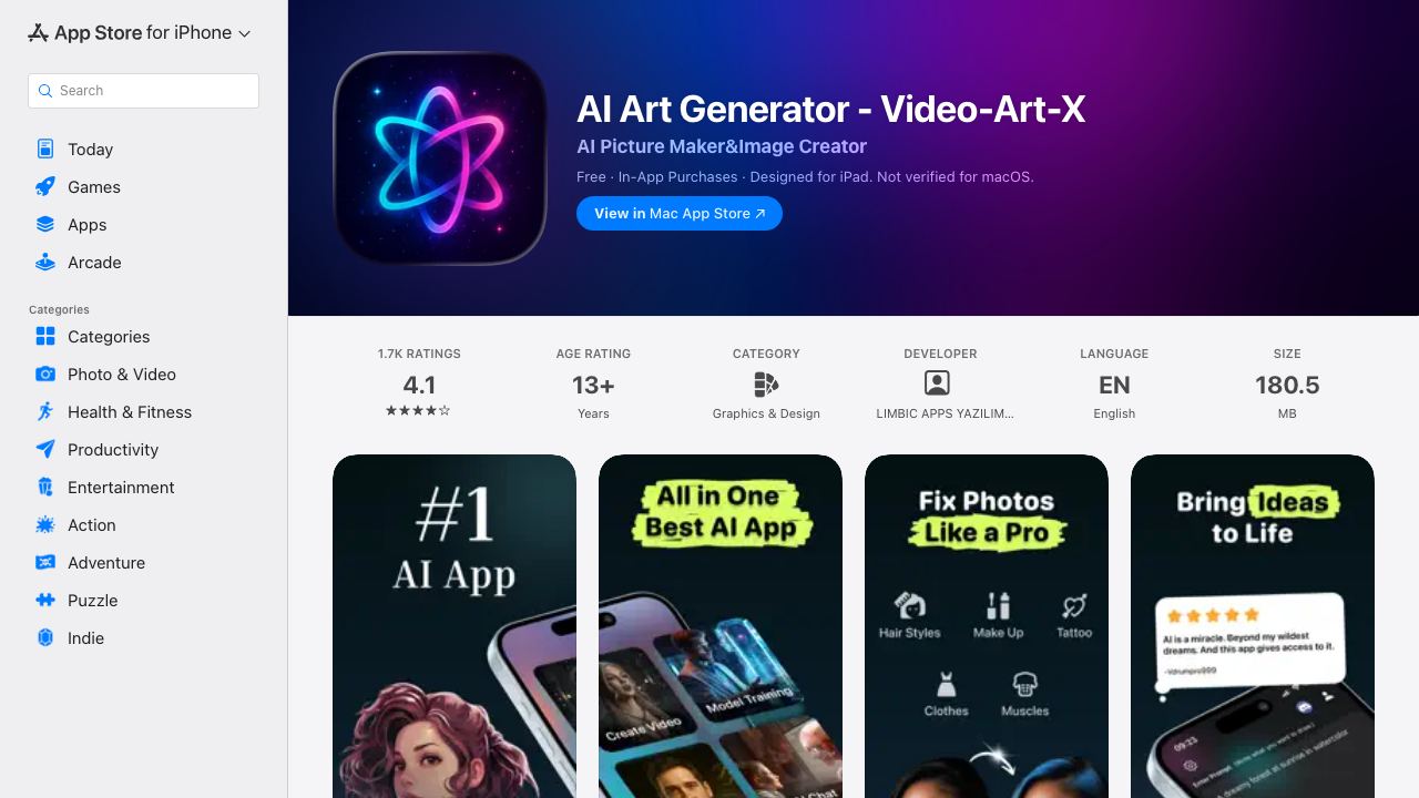 ‎AI Art Generator, Image-Maker 网站截图