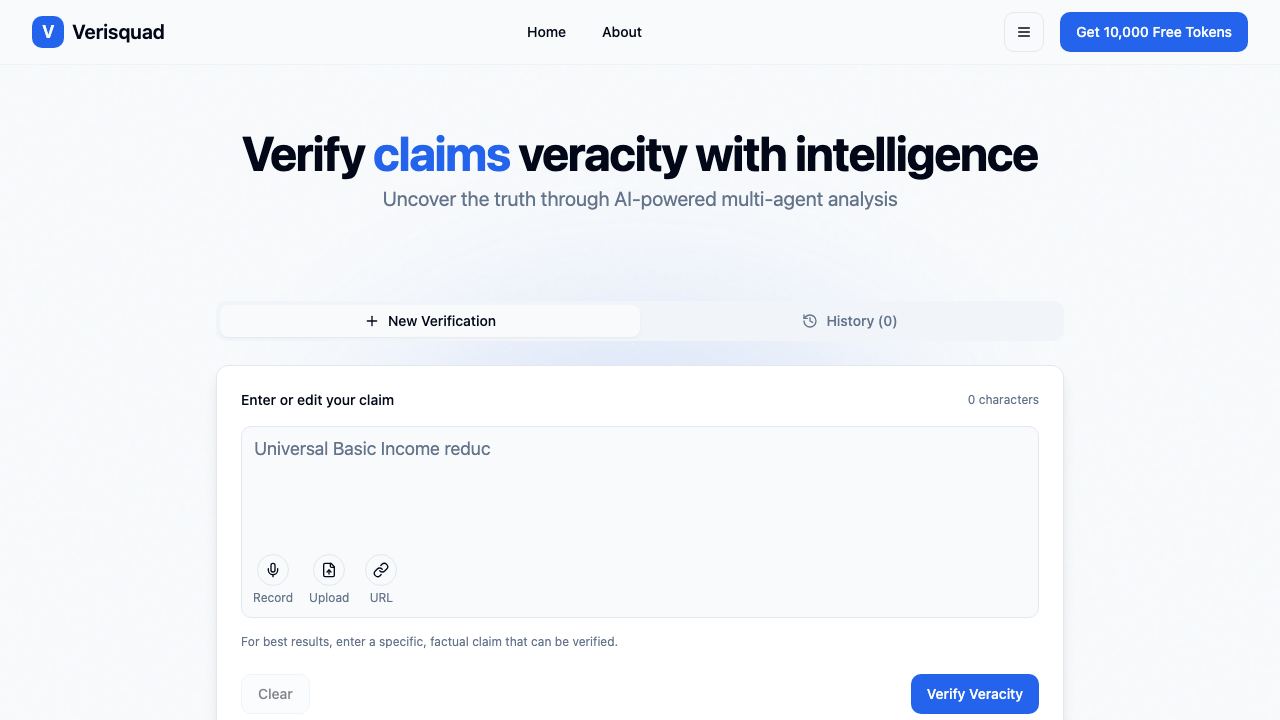 Verisquad website screenshot