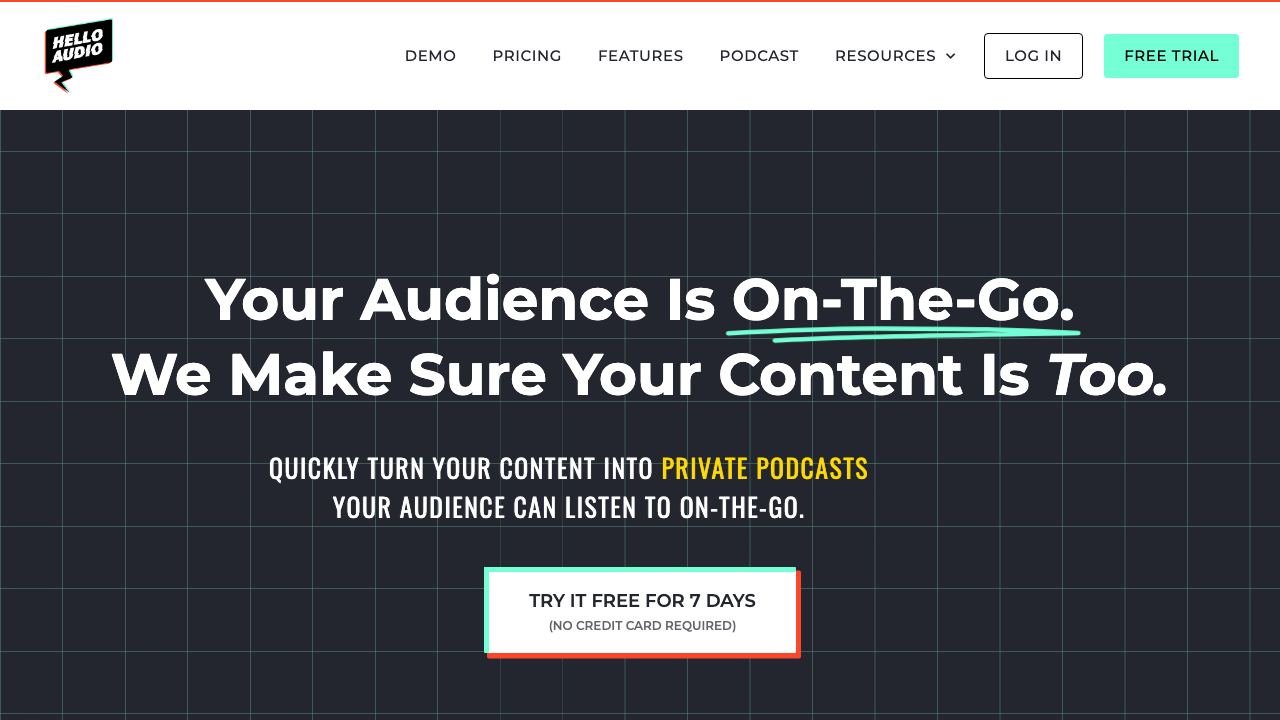 Hello Audio website screenshot