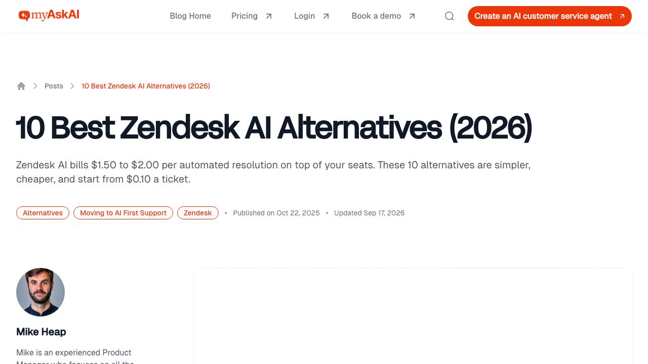 Zendesk AI (but cheaper) 网站截图