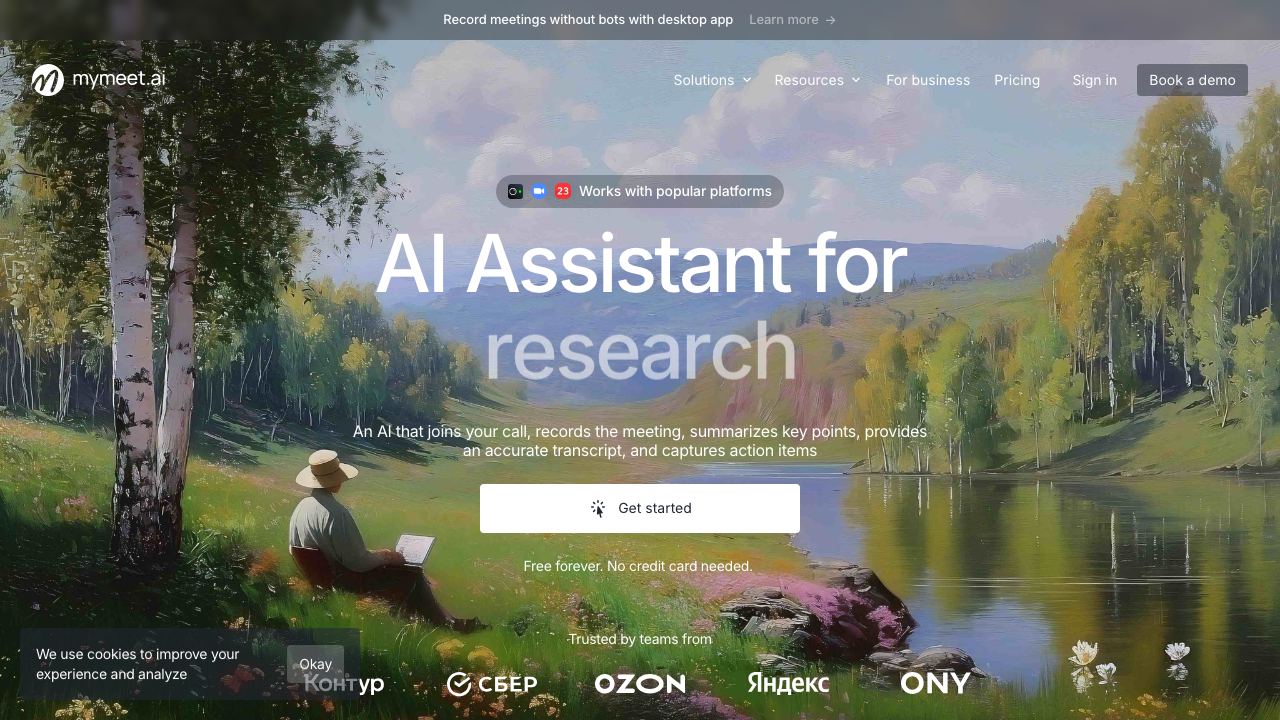 Mymeet.ai website screenshot