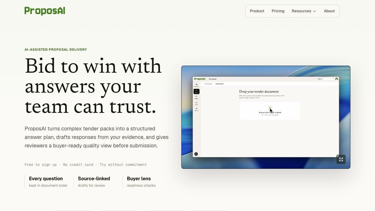 ProposAI website screenshot