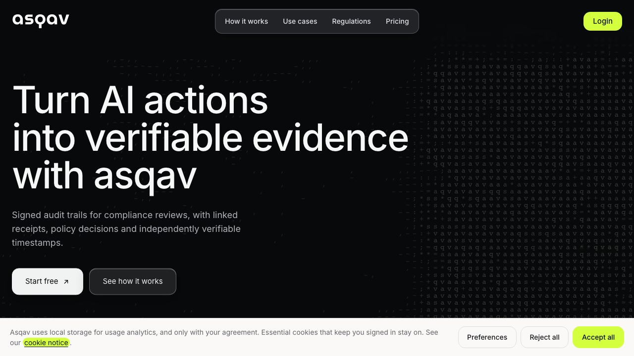 asqav website screenshot