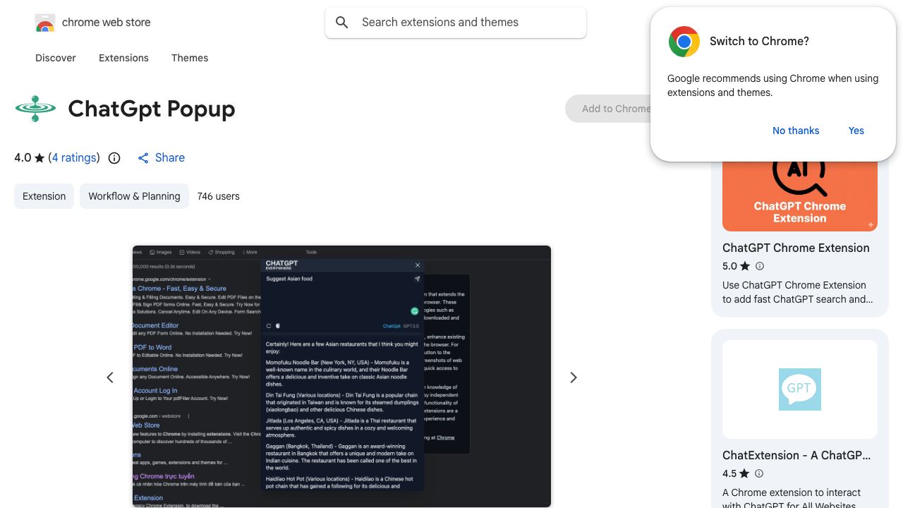 ChatGpt Popup 网站截图