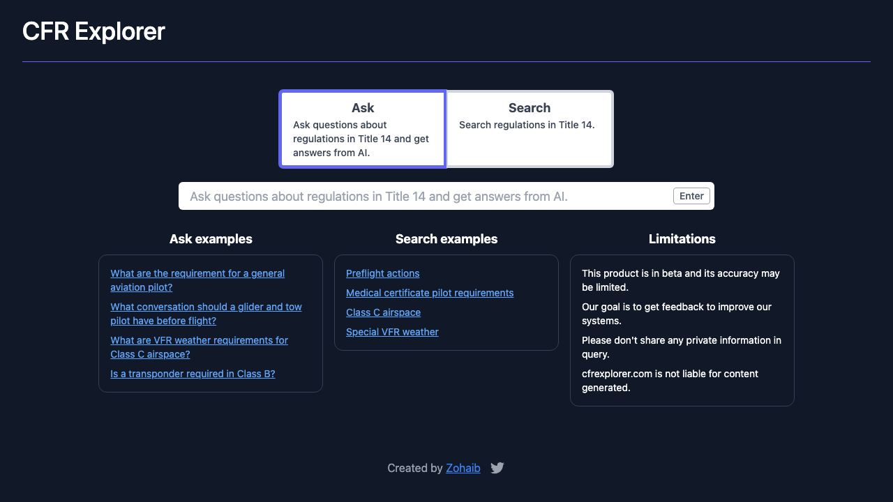 CFR Explorer 网站截图