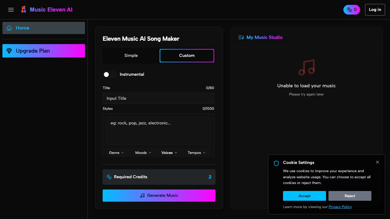 Music Eleven AI 网站截图