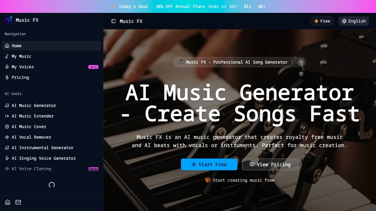 musicfx website screenshot