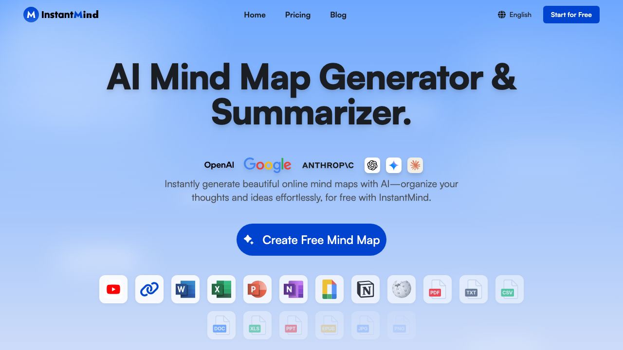 InstantMind website screenshot