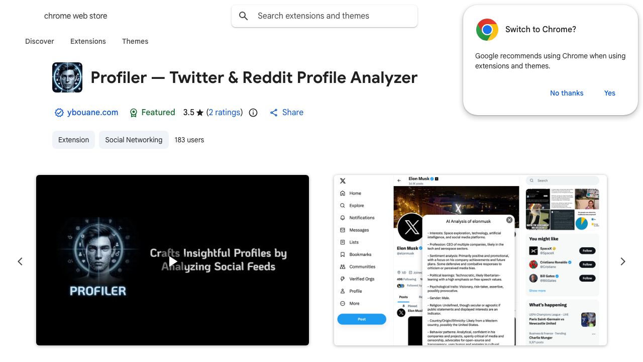 Profiler — Twitter & Reddit Profile Analyzer 网站截图