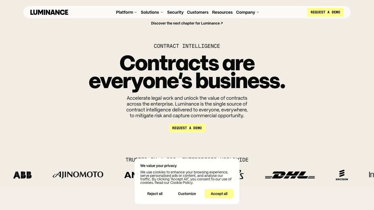 Luminance website screenshot