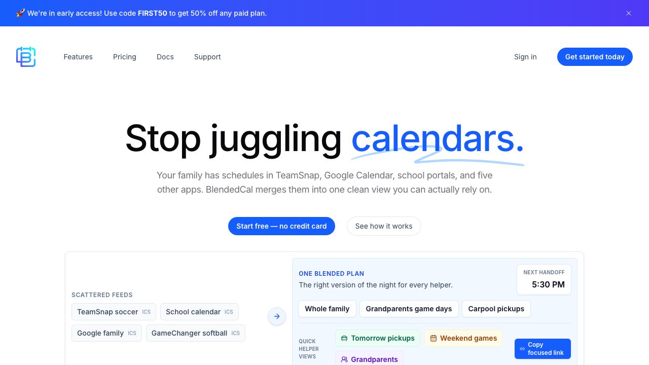 BlendedCal.com 网站截图