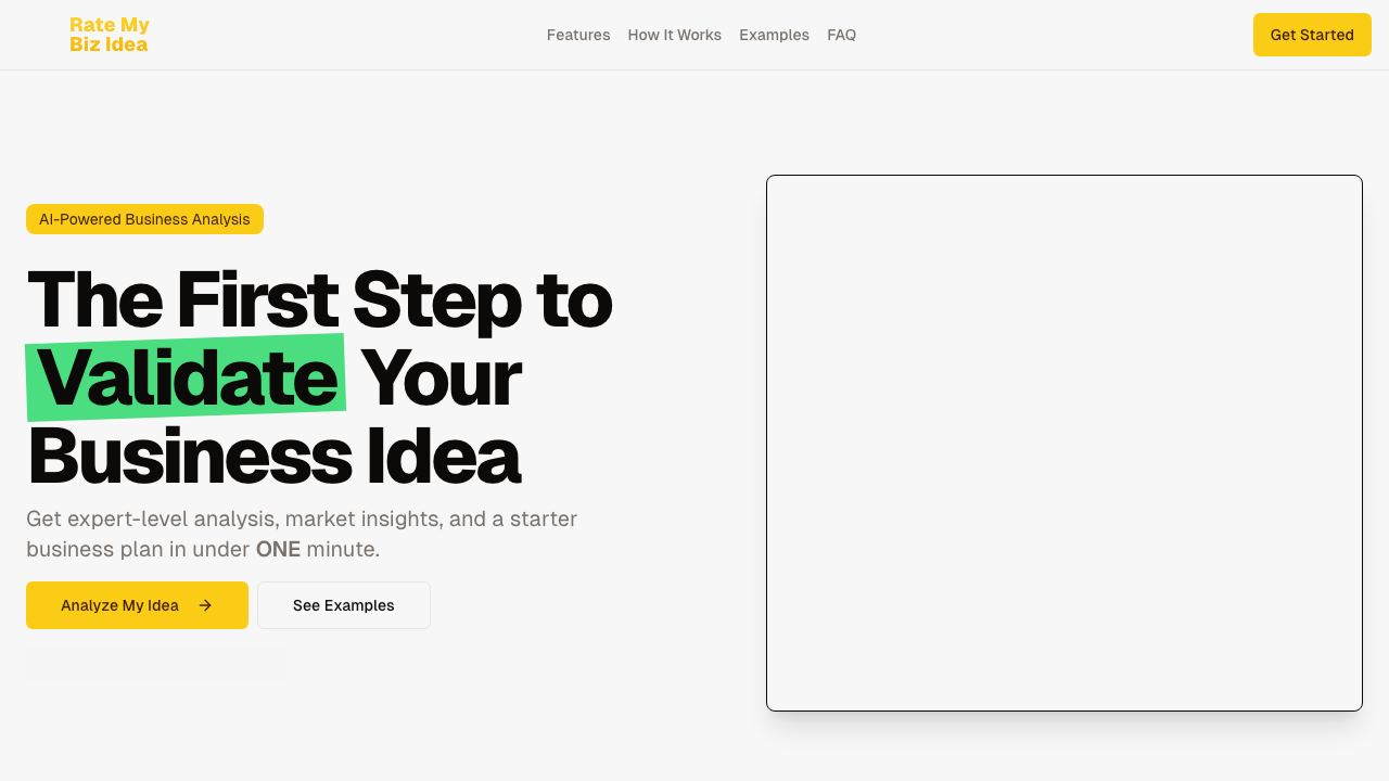 RateMyBizIdea website screenshot