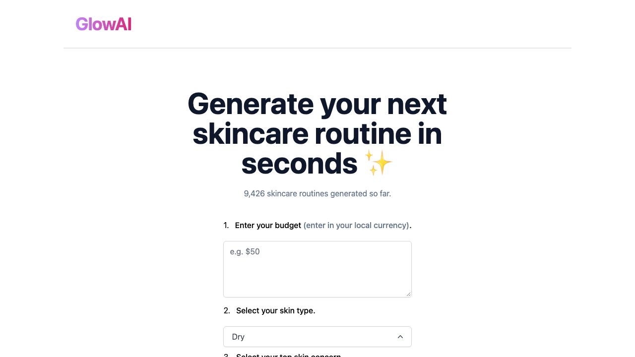 Glow AI 网站截图