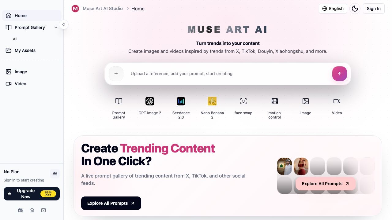Muse Art AI website screenshot
