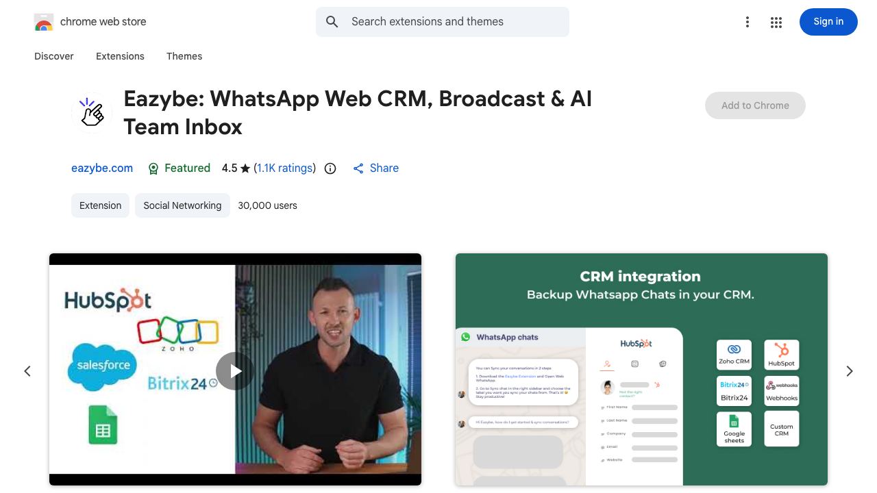 Eazybe: Best WhatsApp™ Web CRM with ChatGPT website screenshot