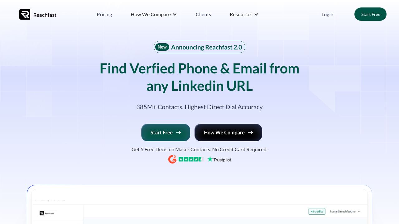 Reachfast.ai 网站截图