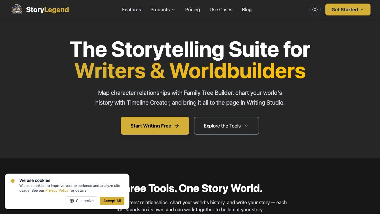 StoryLegend 网站截图