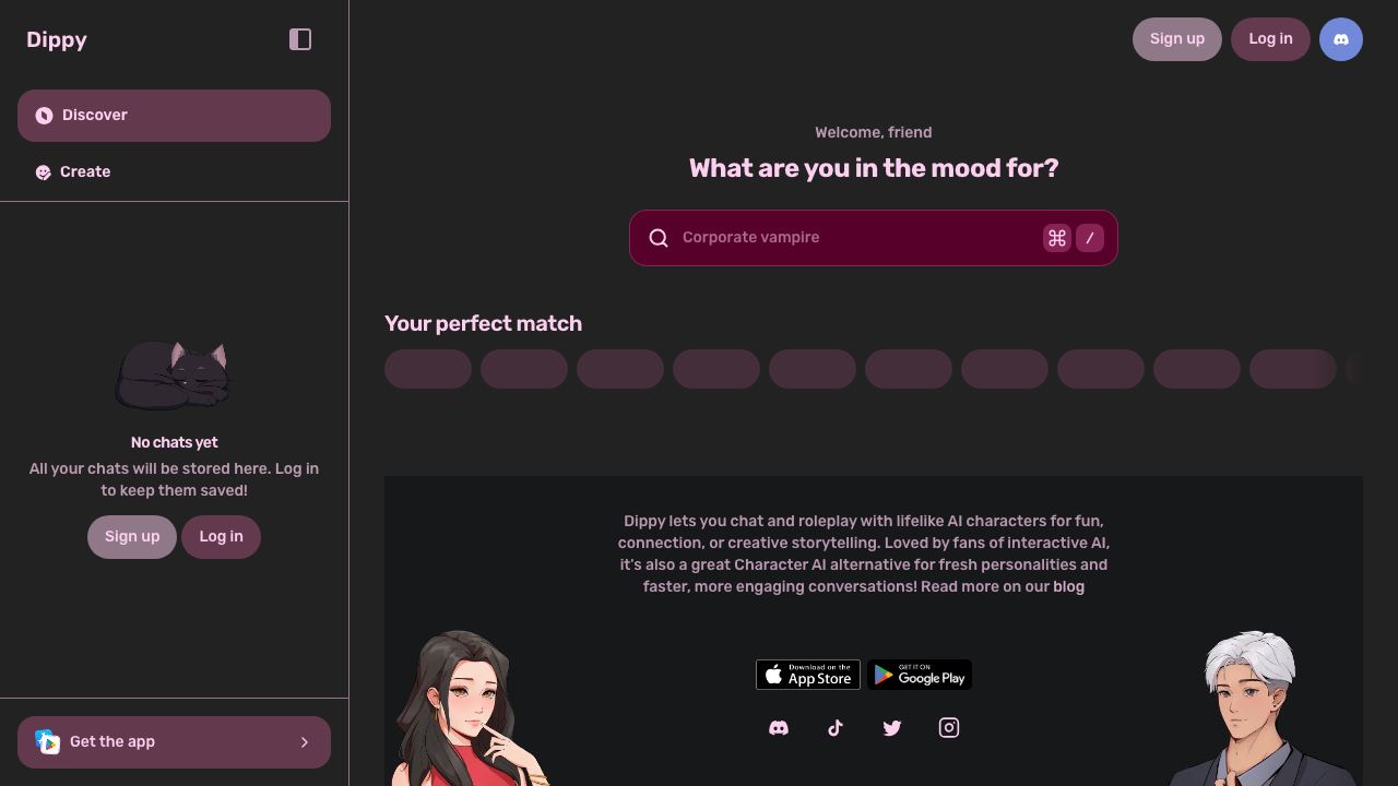 Dippy AI website screenshot