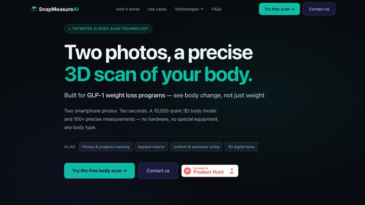 SnapMeasureAI 网站截图