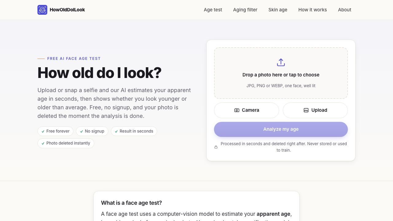 Face Age AI 网站截图