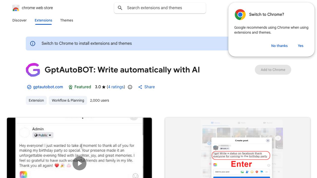GptAutoBOT: Write automatically with AI 网站截图