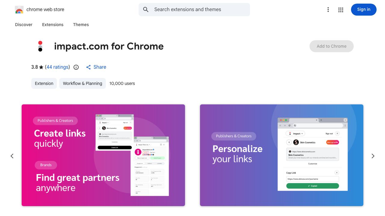 impact.com for Chrome 网站截图