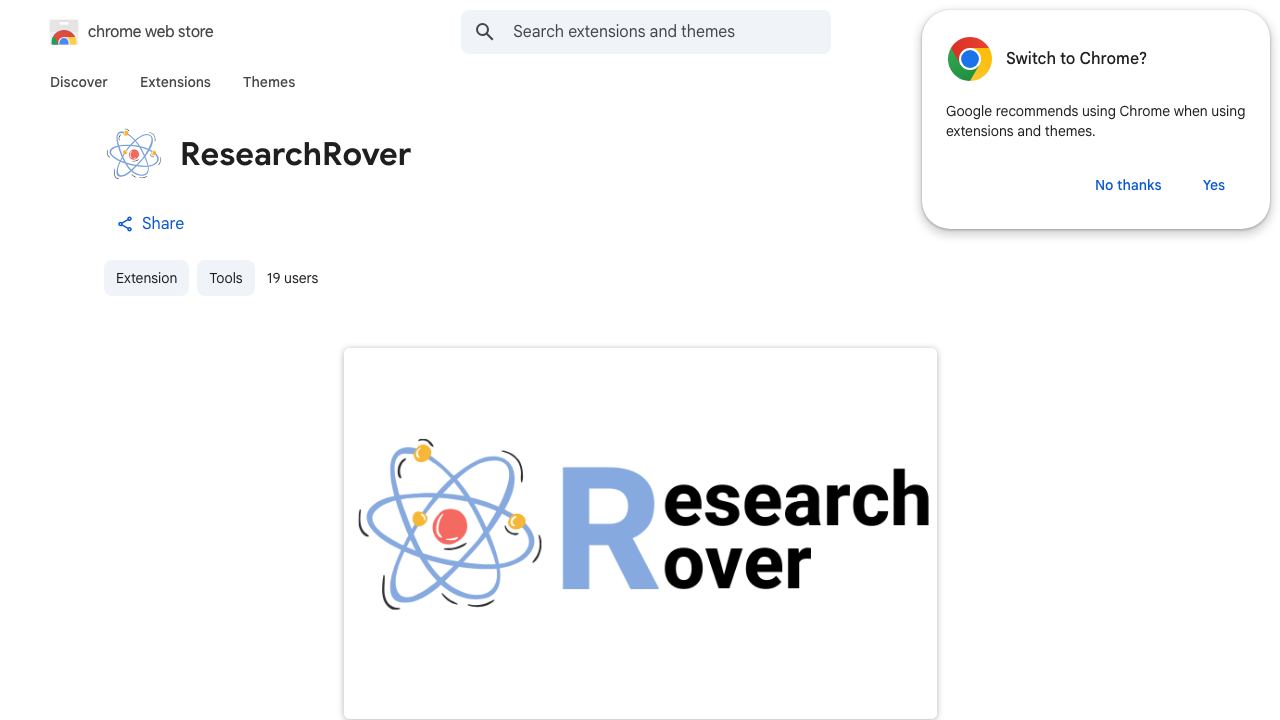 ResearchRover website screenshot