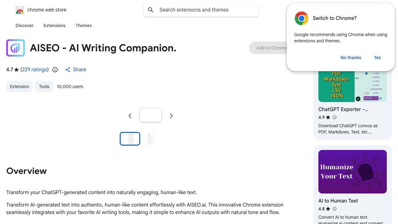 AISEO - AI Writing Companion. 网站截图
