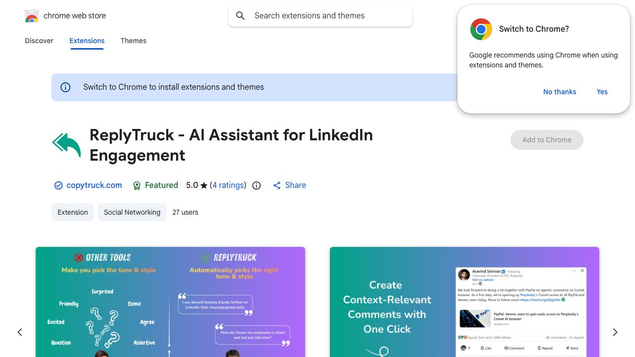 ReplyTruck - AI Comments for LinkedIn website screenshot